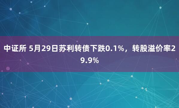 中证所 5月29日苏利转债下跌0.1%，转股溢价率29.9%